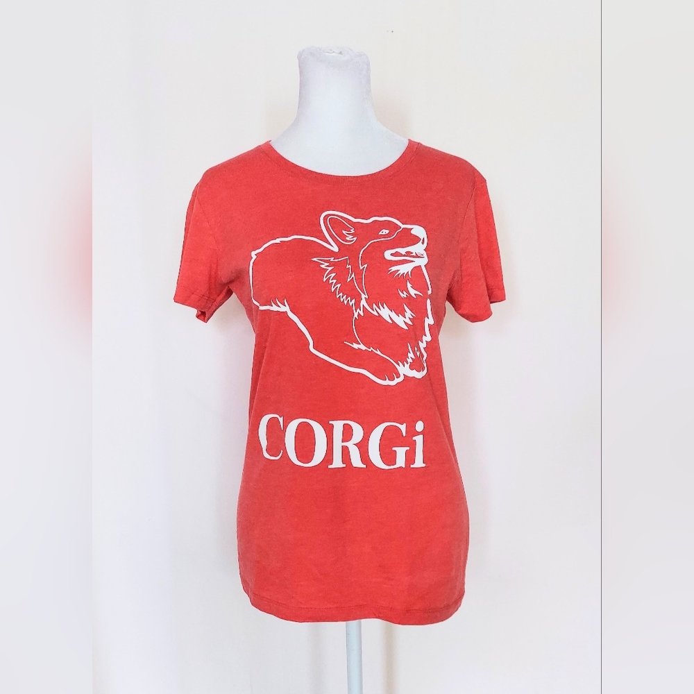 Next Level Corgi Graphic T Shirt Funny Dog Shirt Red Size Medium